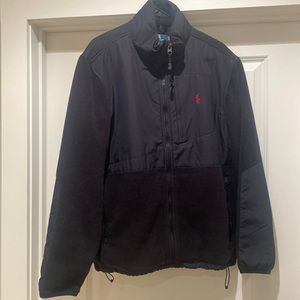 Black Polo Fleece Jacket Mens Medium